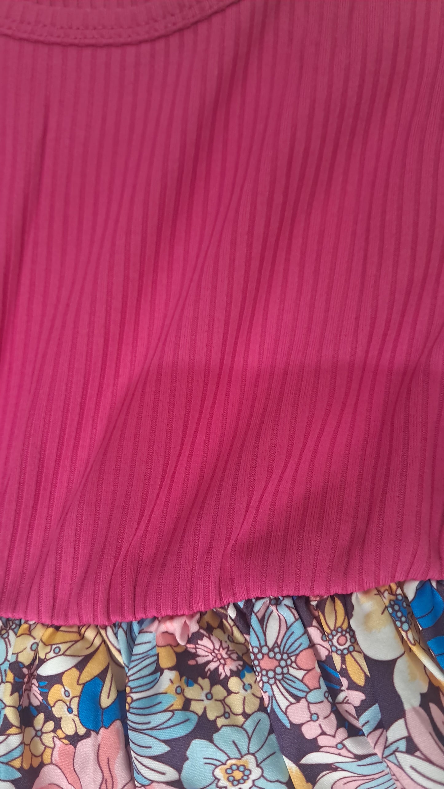 Vestido Floral para ñinas con lazo de cinta Mangas con Volantes Rosa 1 a 3 años