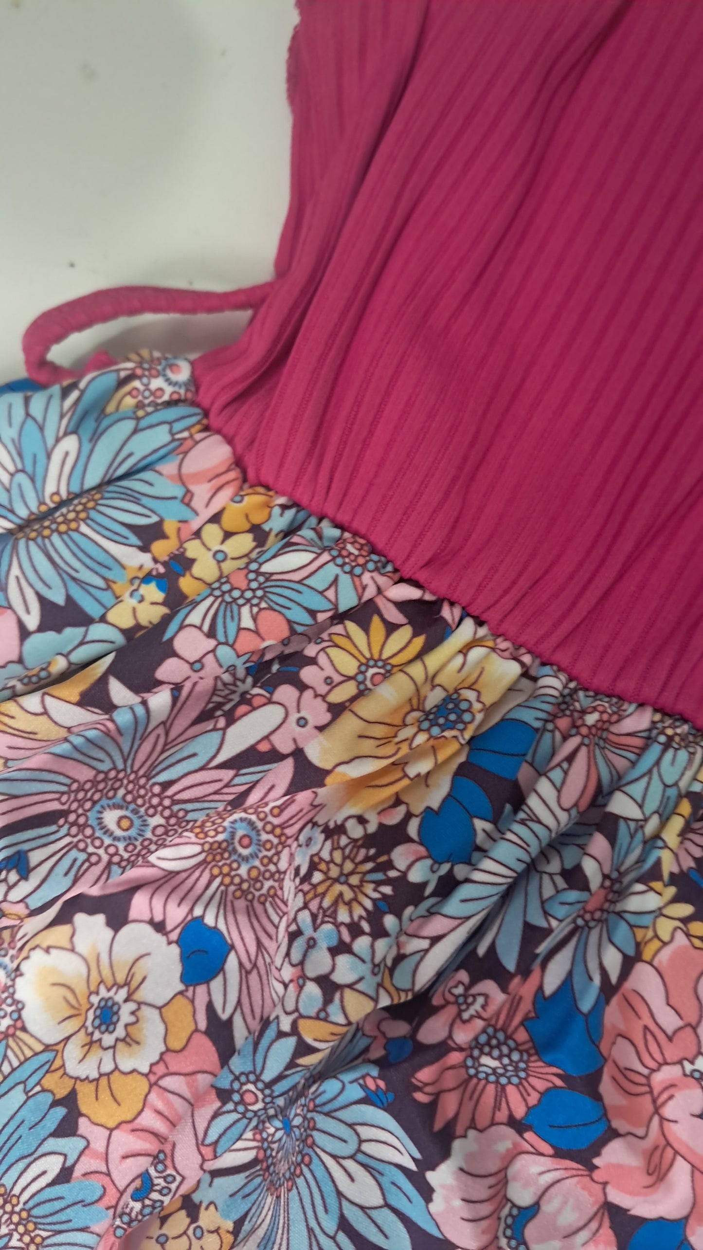 Vestido Floral para ñinas con lazo de cinta Mangas con Volantes Rosa 1 a 3 años