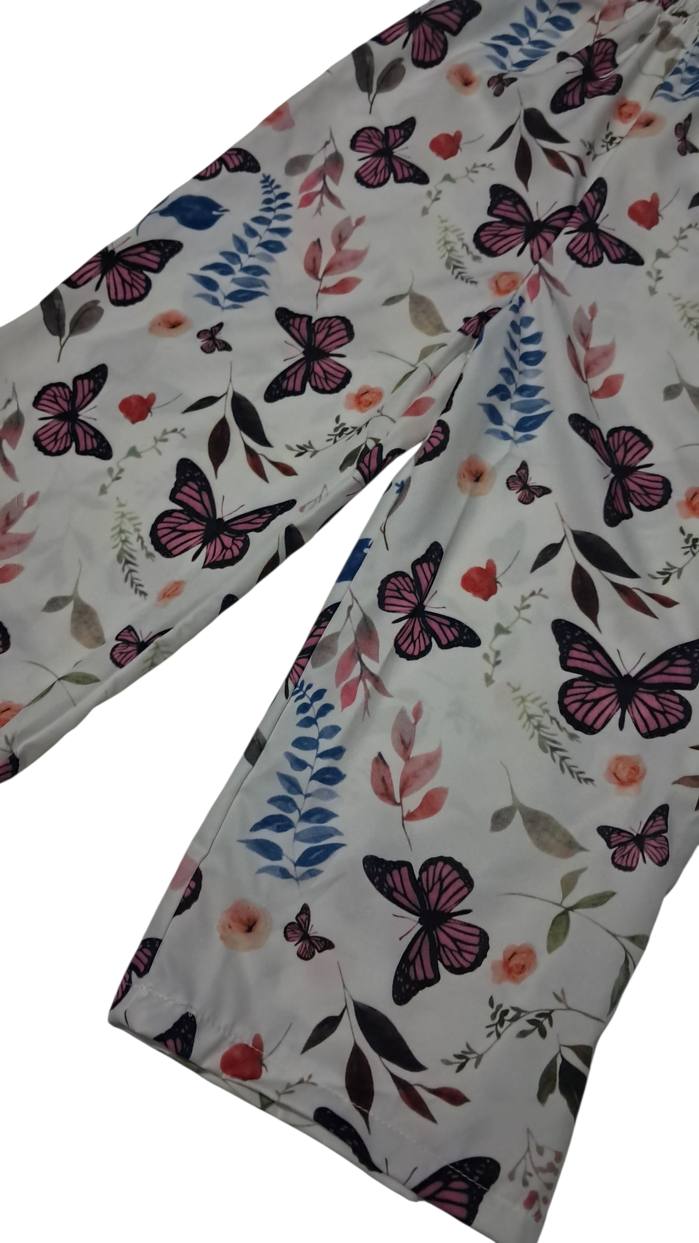 Enterizo para niñas Estampado de mariposas sin Mangas cintura fruncida y piernas anchas