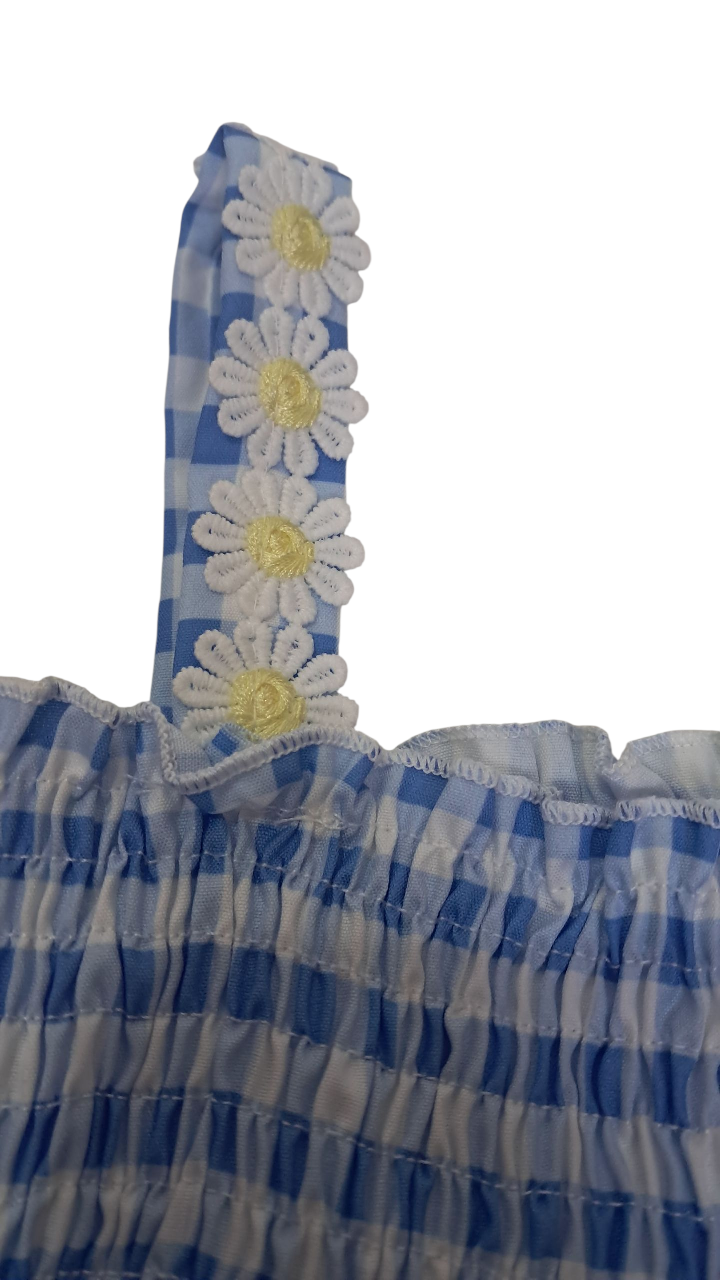 Vestido para niña cuadros azul flores Sin Manga 9-12 meses