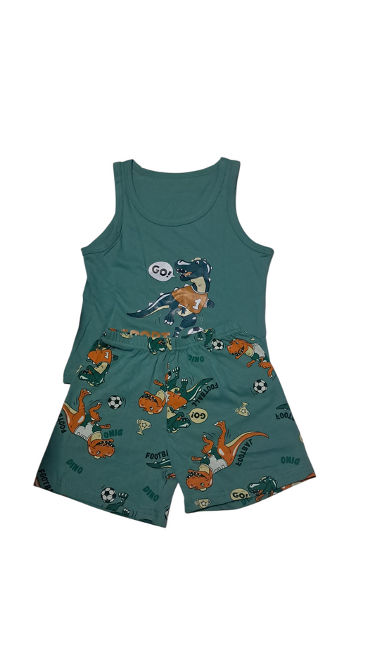 Conjunto de verano para niños Top sin Mangas y Short diseño dinosaurios