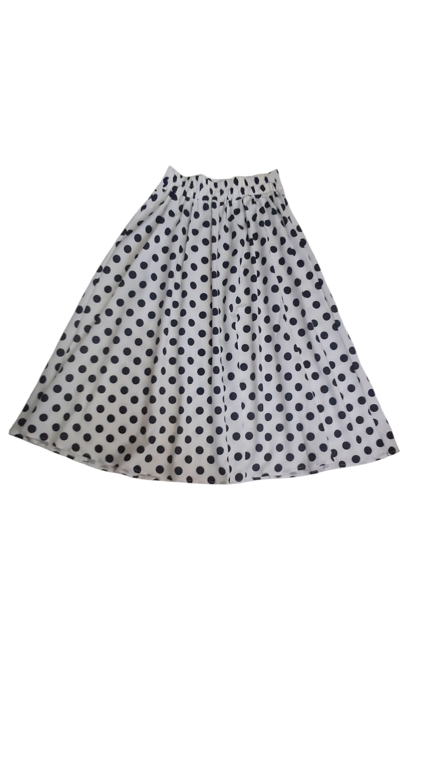 Falda corte A acampanada. Talle alto con botones y lunares. Talla S