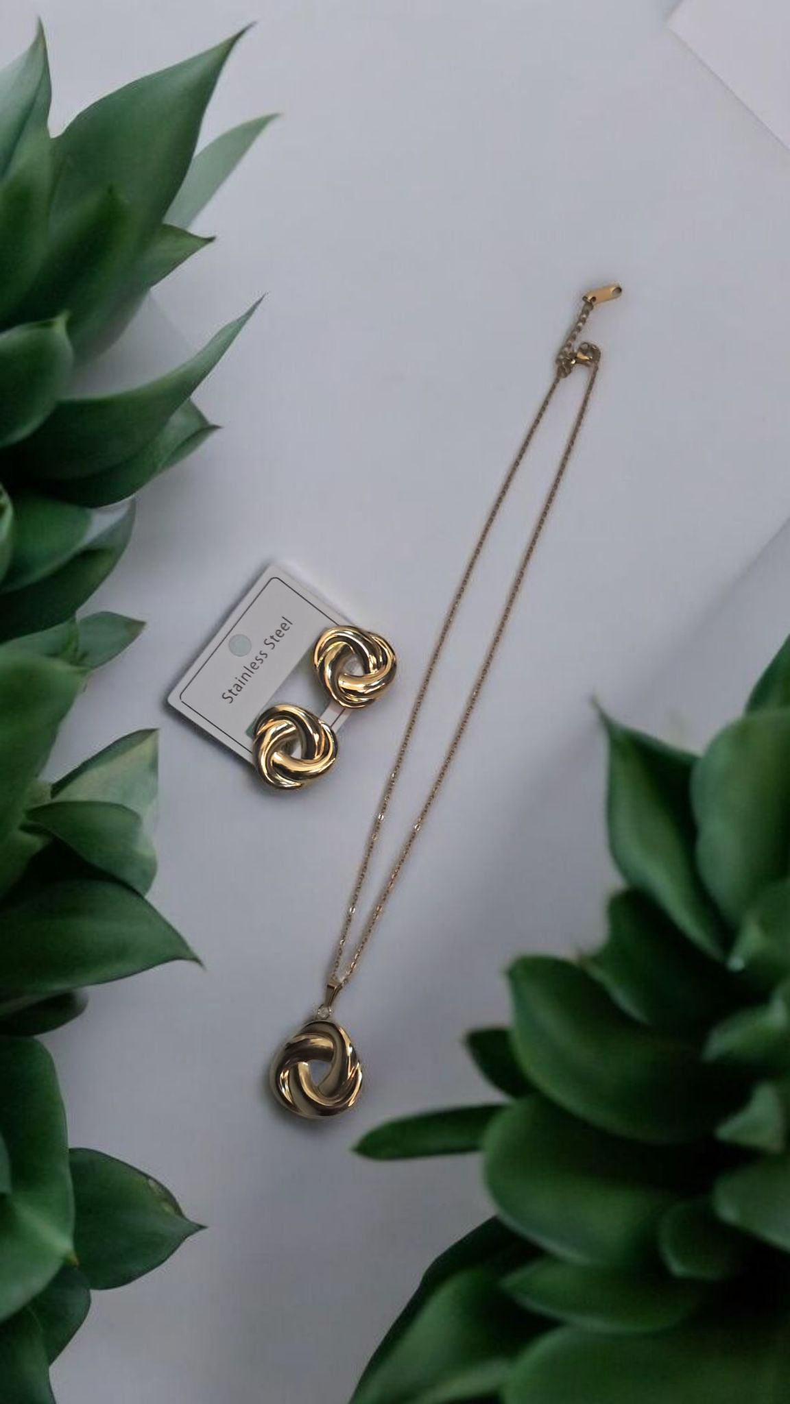 Juego de collar y pendiente acero inoxidable