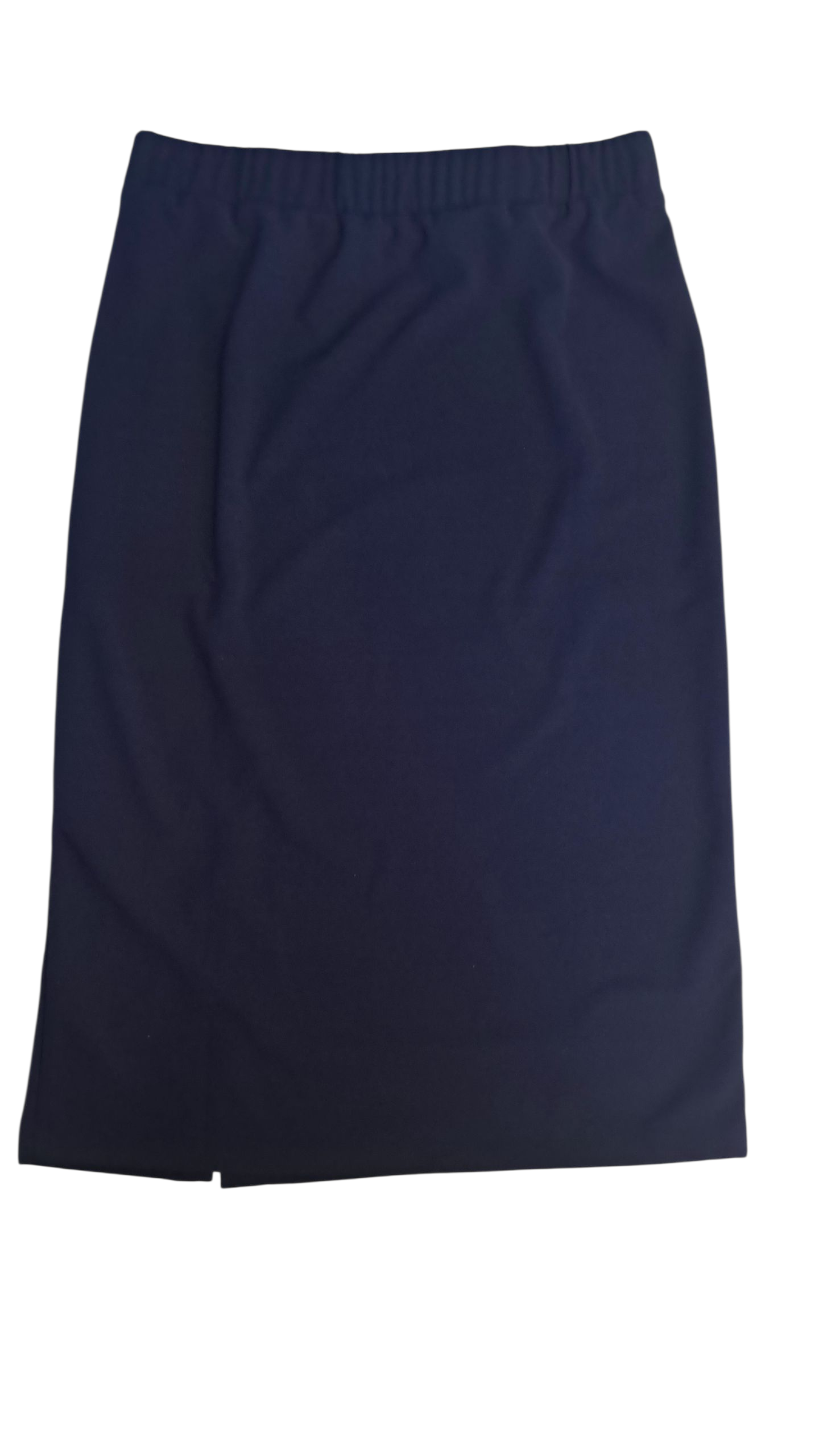 Falda Midi cintura alta, para ocasiones casuales y formales. Cinturón, Azul marino Talla L