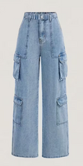 Pantalón Jeans Cargo Azul  Denim azul claro para niñas
