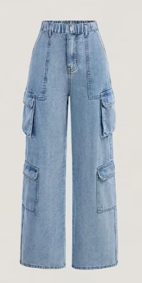 Pantalón Jeans Cargo Azul  Denim azul claro para niñas