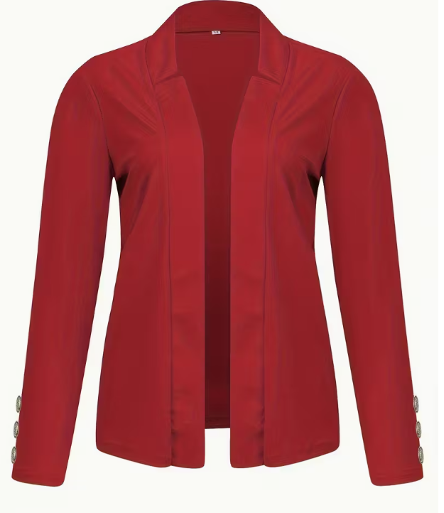 Blazer Casual Abierto con Botones Talla L Color Rojo