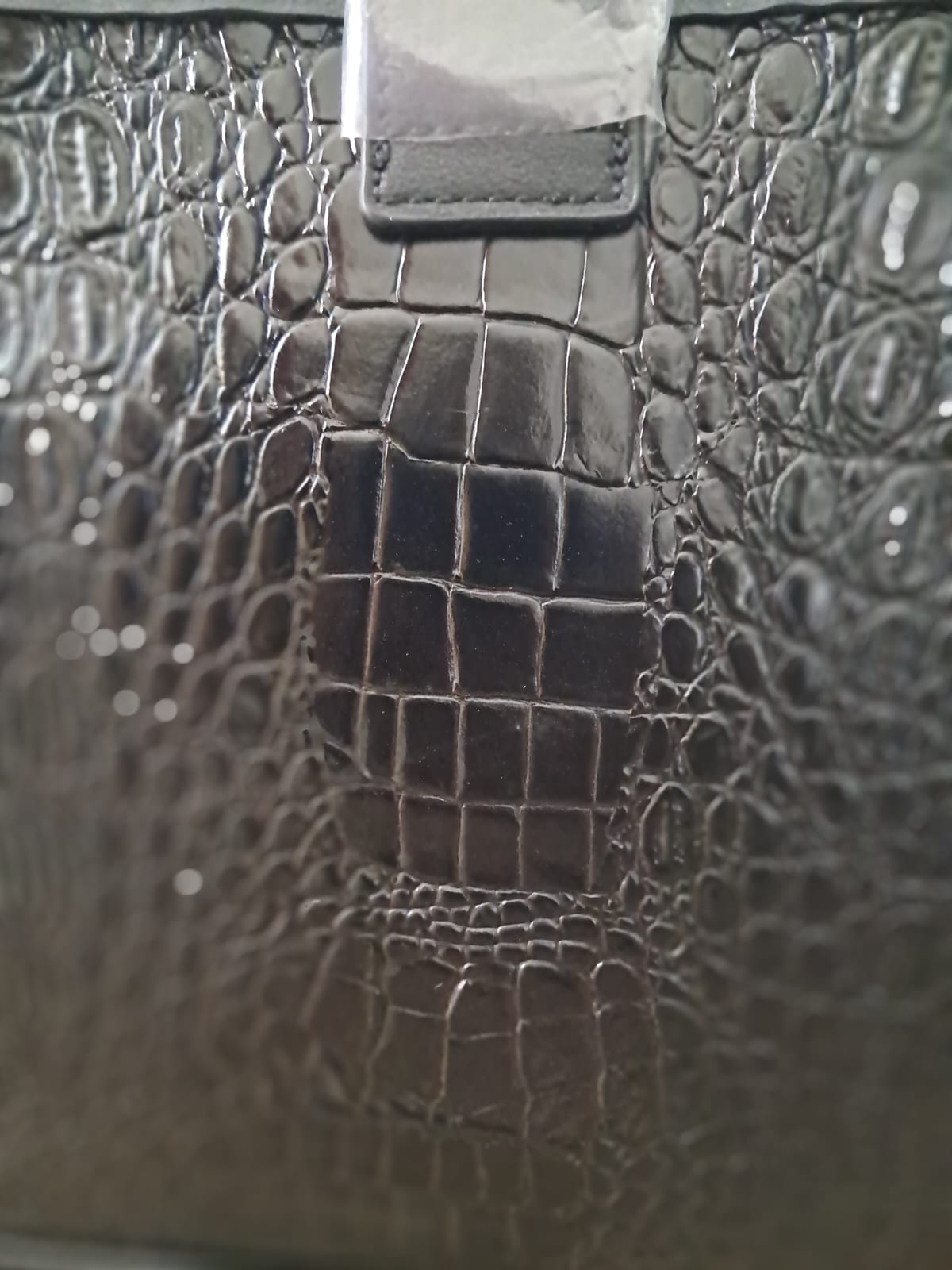 2 en 1 Cartera Negra croc skin Satchel Bag más Billetera