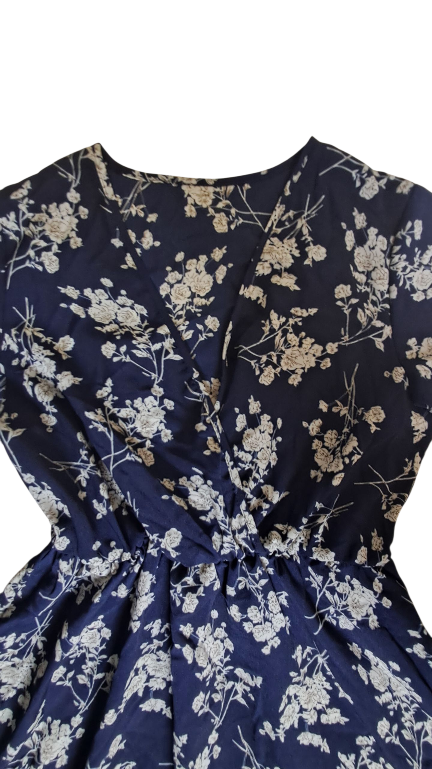Vestido Midi Mujer Estampado Flores Azul Medium