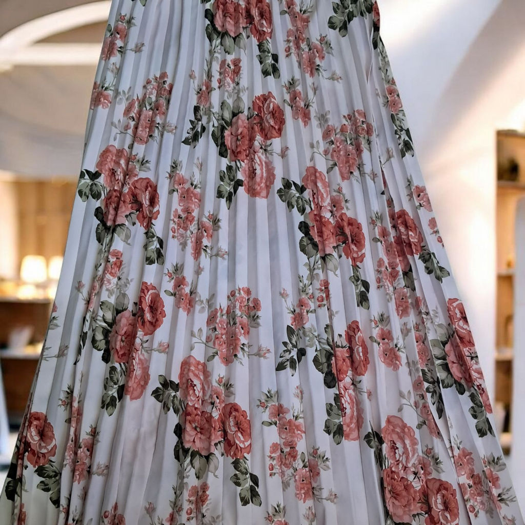 Falda Plisada Floral a la moda cintura alta Talla L