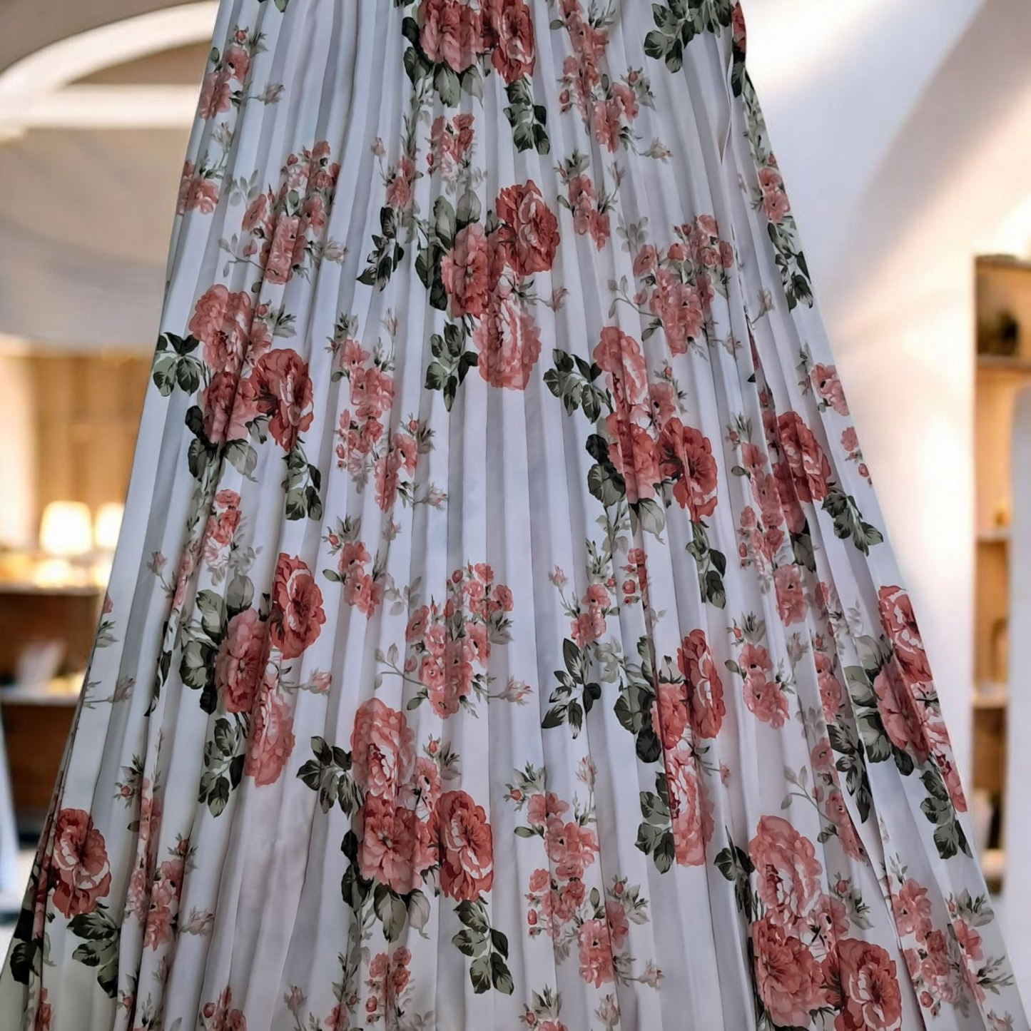 Falda Plisada Floral a la moda cintura alta Talla L