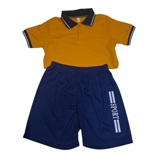 Set Polo rojo y Short negro para niños de 12-13 años