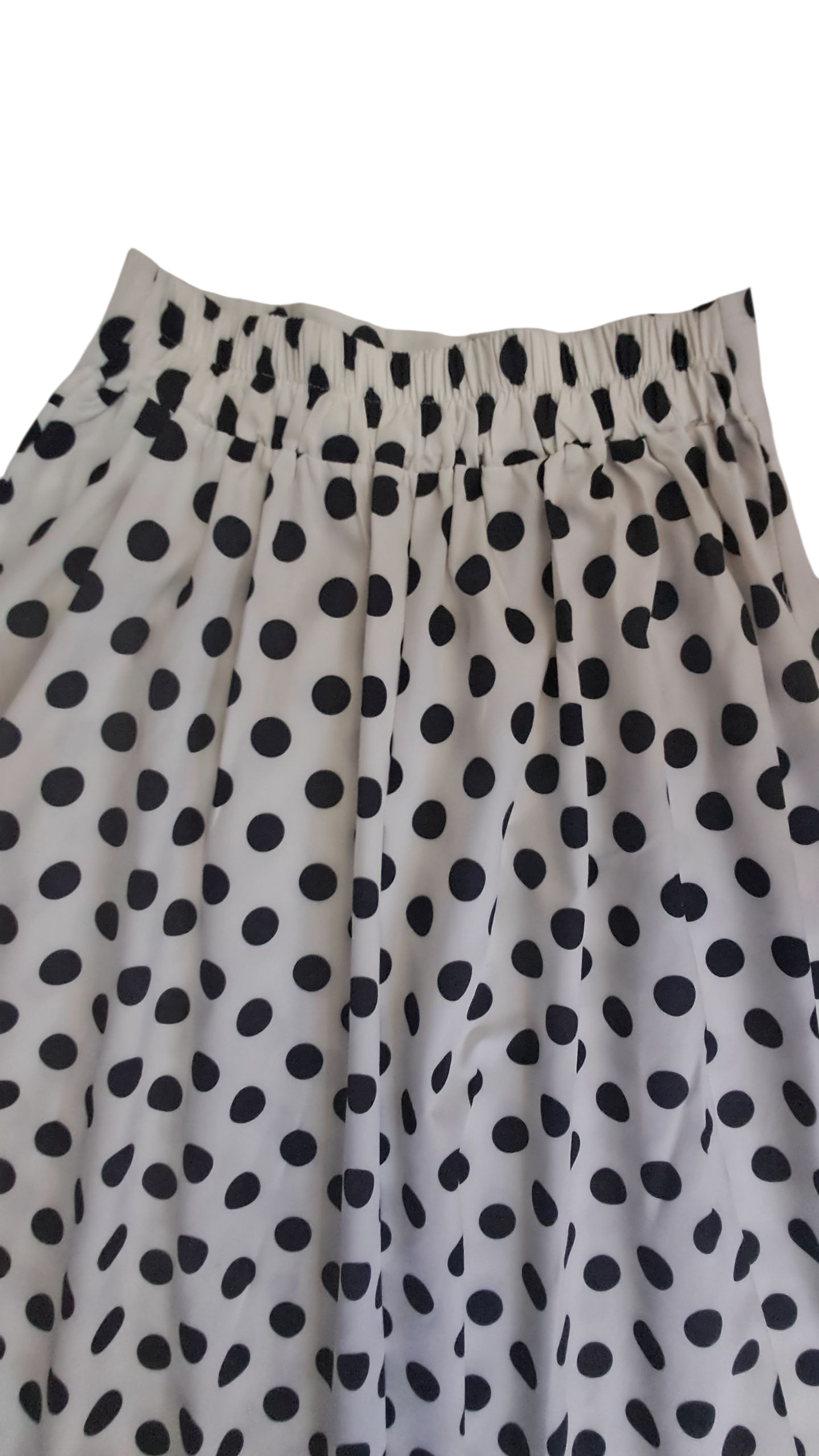 Falda corte A acampanada. Talle alto con botones y lunares. Talla S