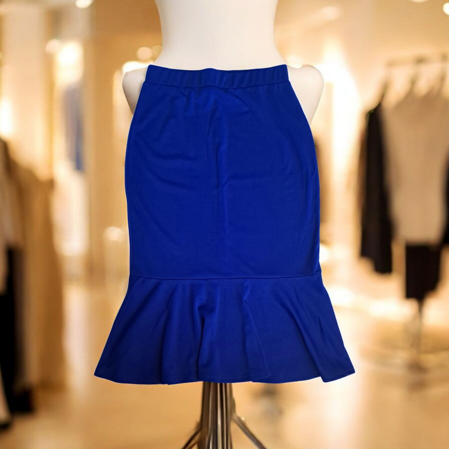 Falda midi con vuelo inferior Azul Royal Talla M