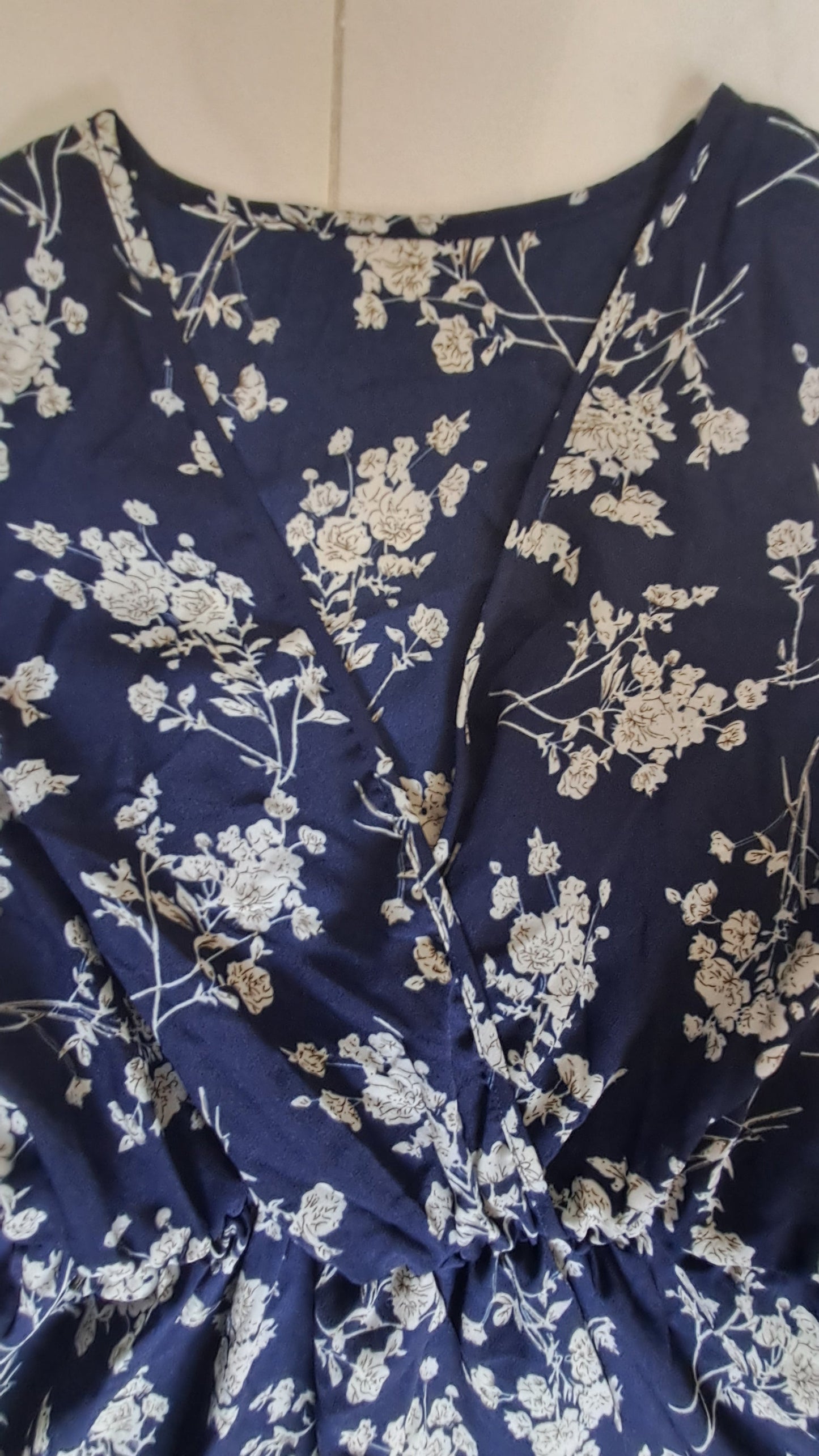 Vestido Midi Mujer Estampado Flores Azul Medium