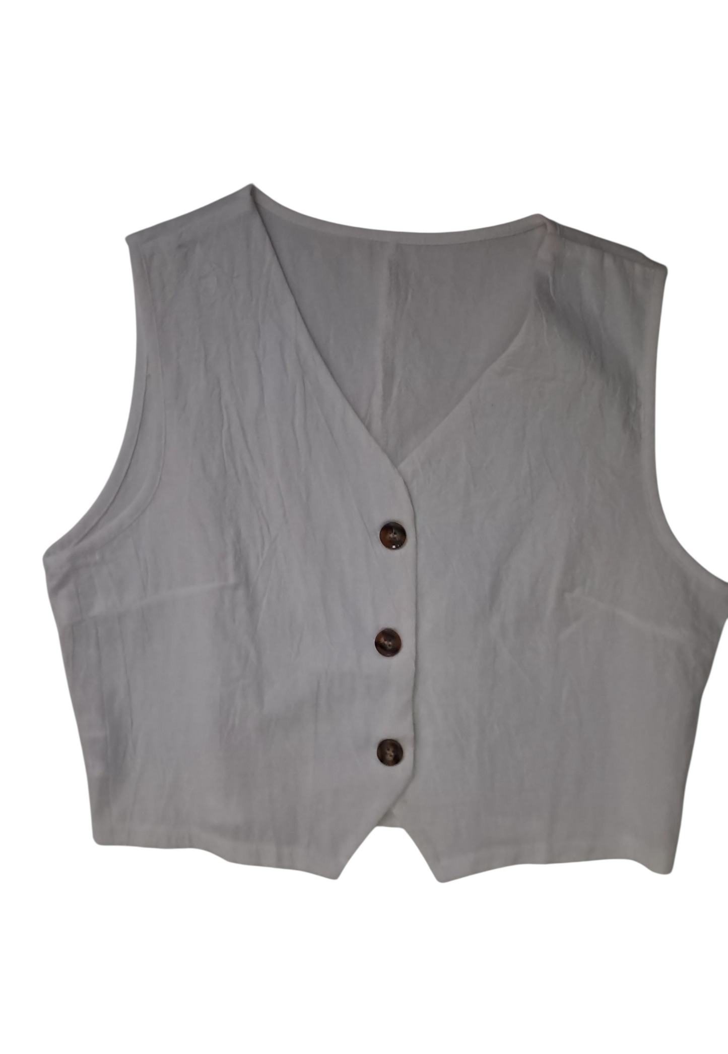 Chaleco Blanco para mujer Cuello V sin mangas M