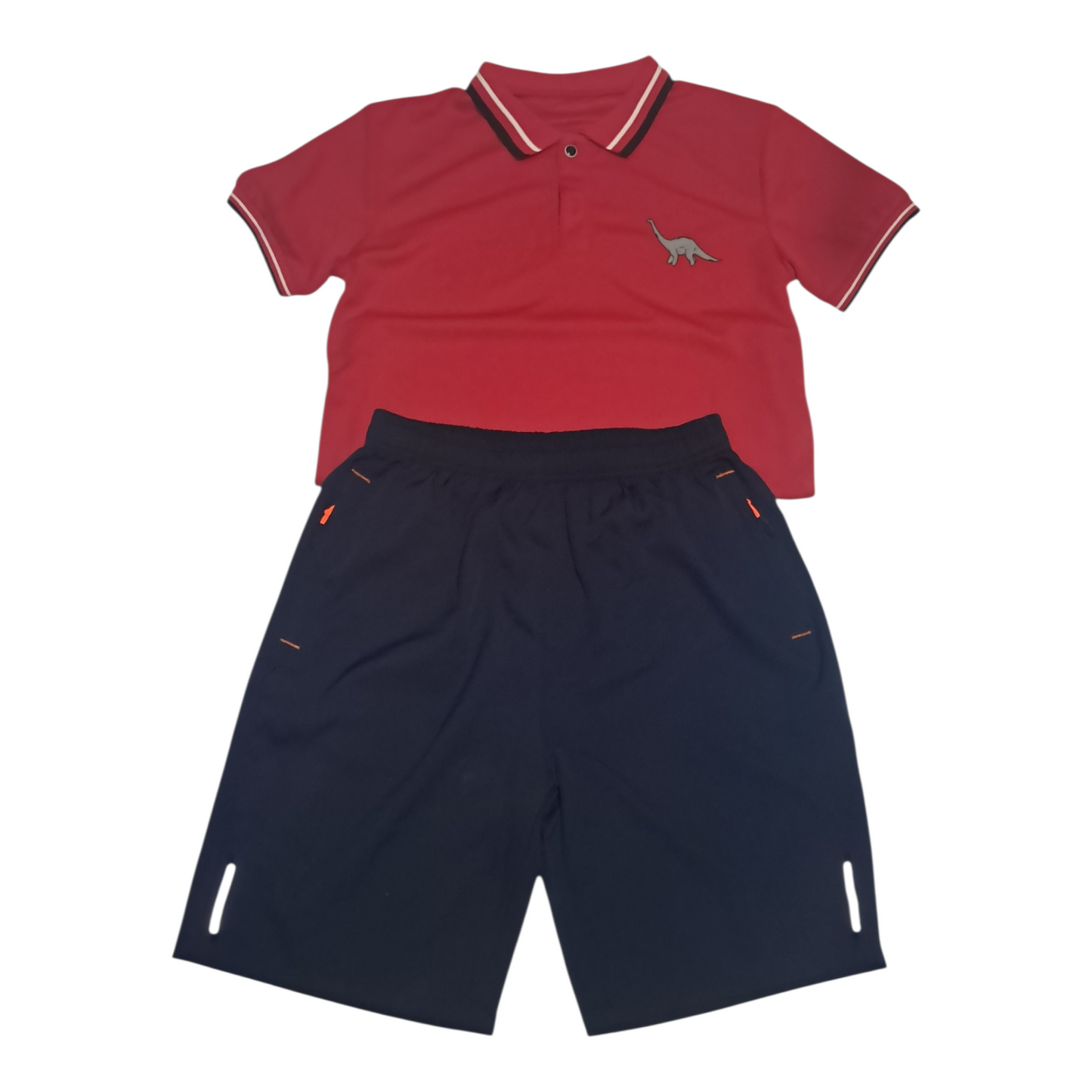 Set Polo rojo y Short navy para niños de 12-13 años