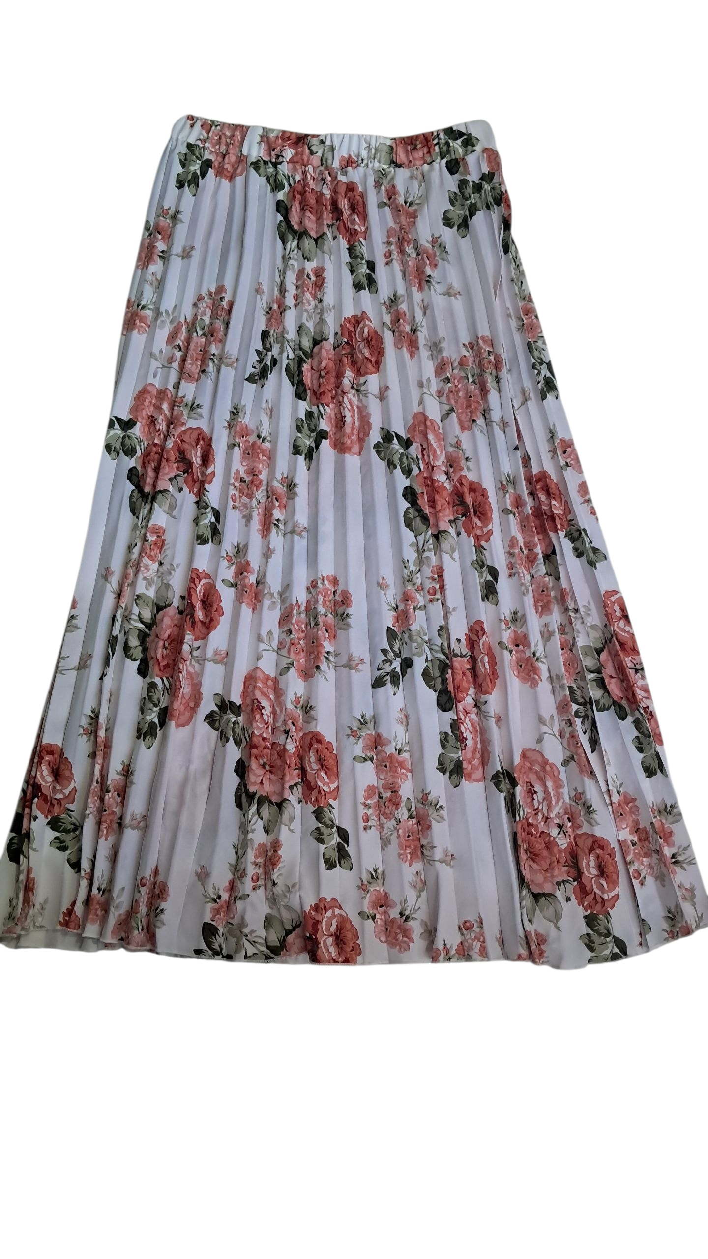 Falda Plisada Floral a la moda cintura alta Talla L