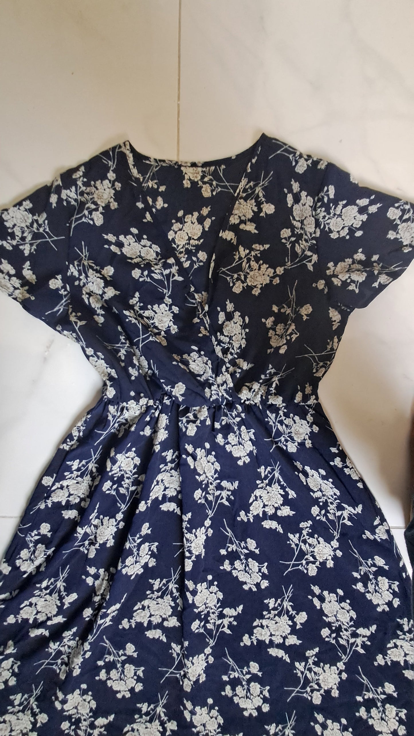 Vestido Midi Mujer Estampado Flores Azul Medium