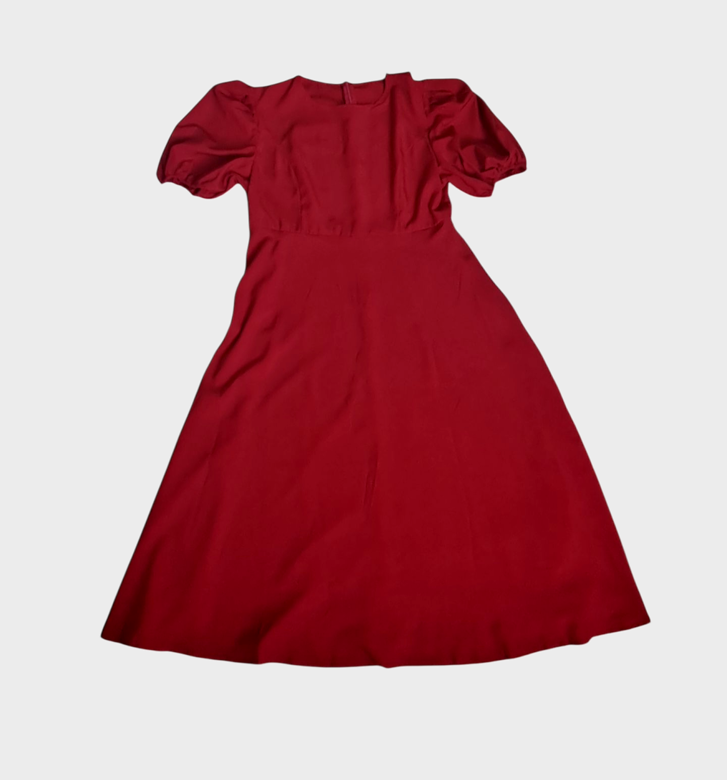 Vestido Midi Mangas abullonadas  Talla L Rojo