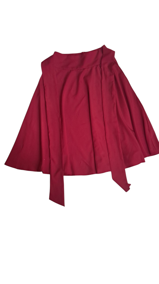 Falda elegante midi corte A cintura con lazo Rojo Talla M