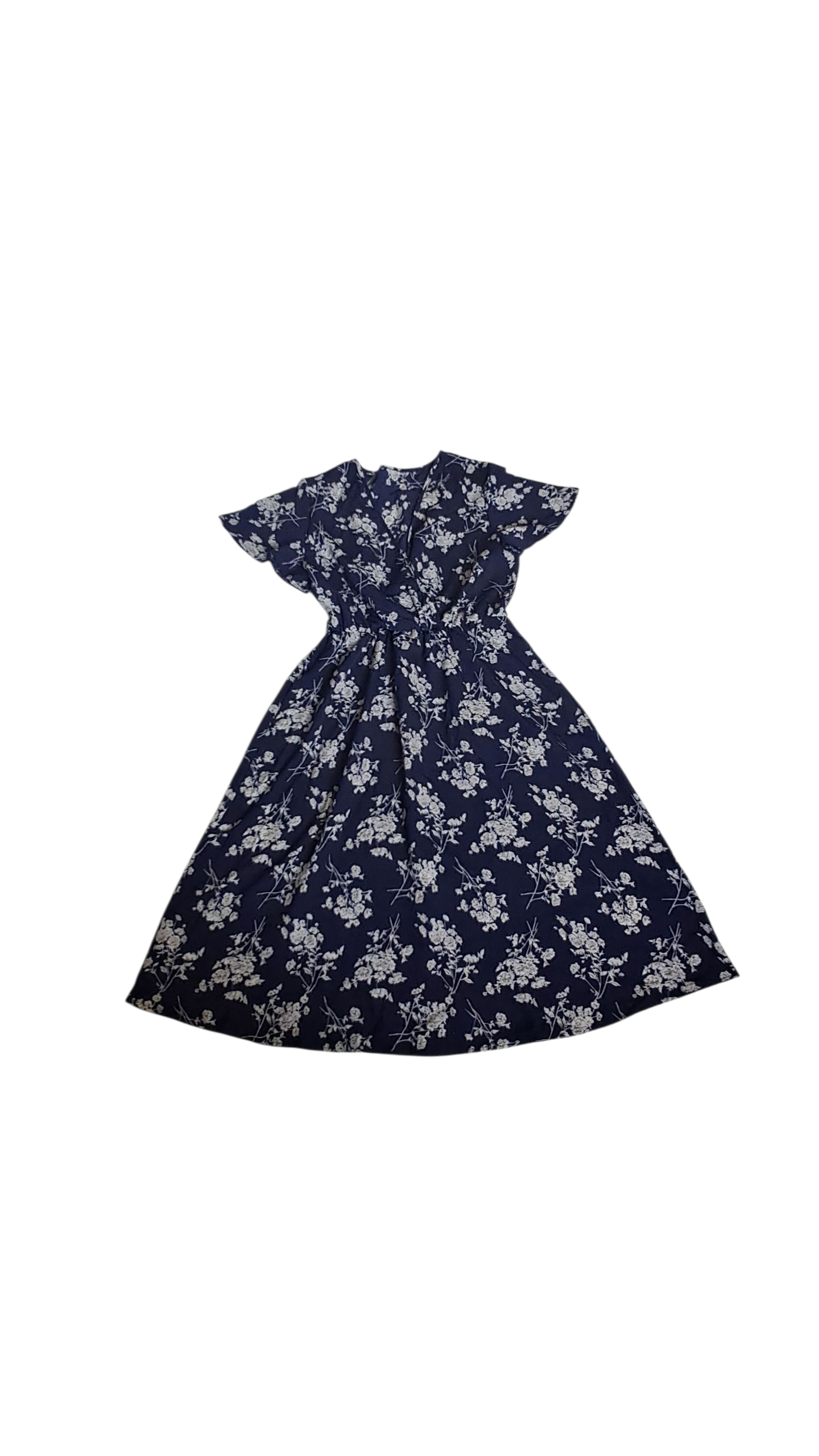 Vestido Midi Mujer Estampado Flores Azul Medium