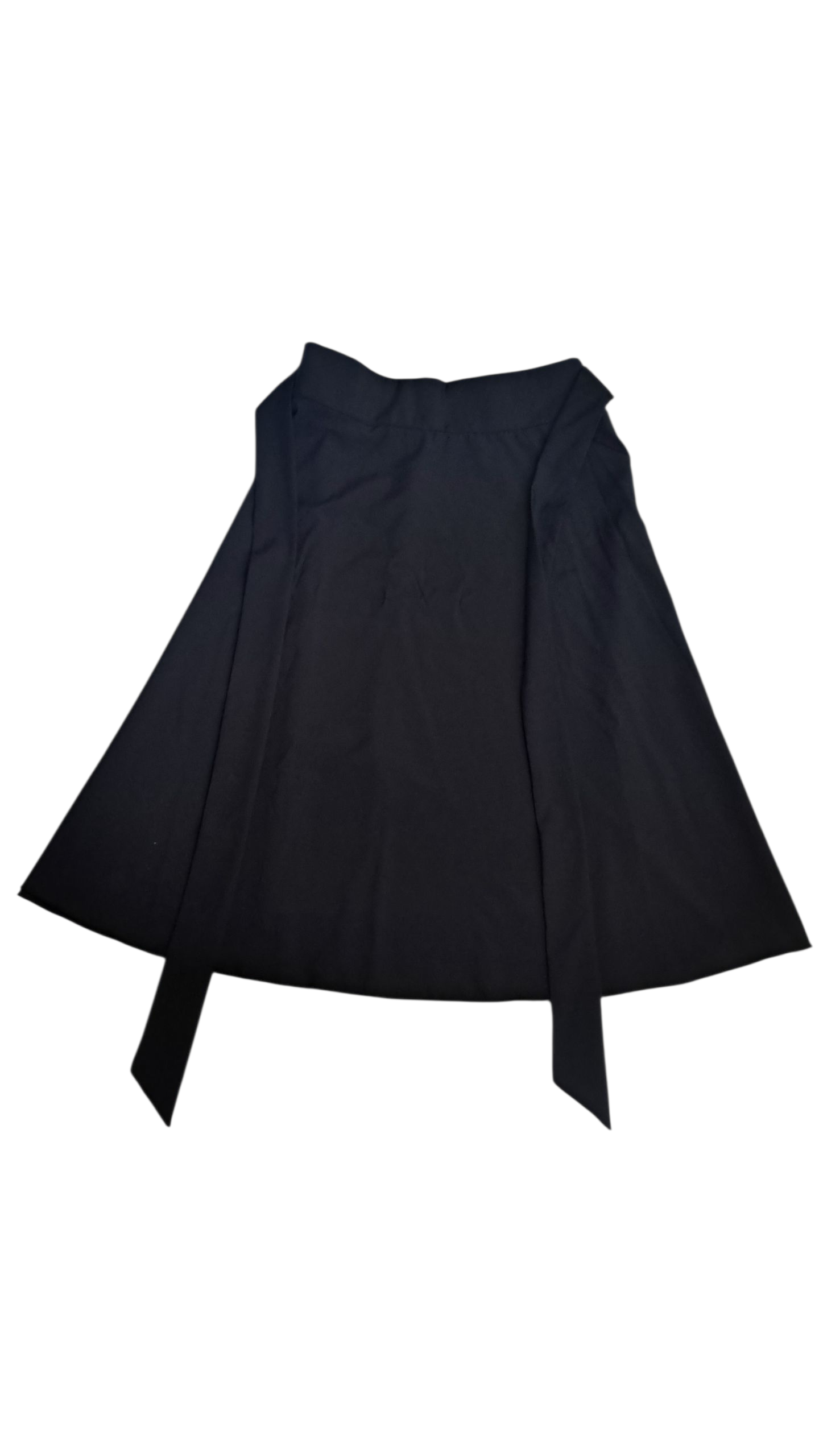 Falda elegante midi corte A cintura con lazo Negro Talla XL