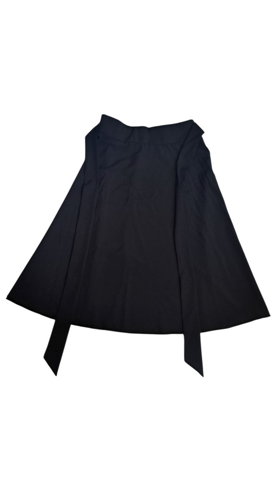 Falda elegante midi corte A cintura con lazo Negro Talla XL
