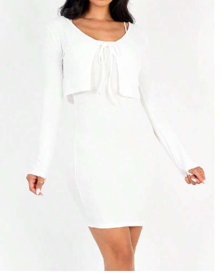 Vestido Ceñido Con Chaleco MIDI S M L